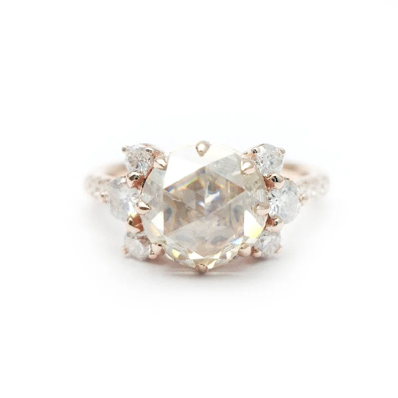 Light enamel rings-Light Yellow Diamond Rose Gold Ring