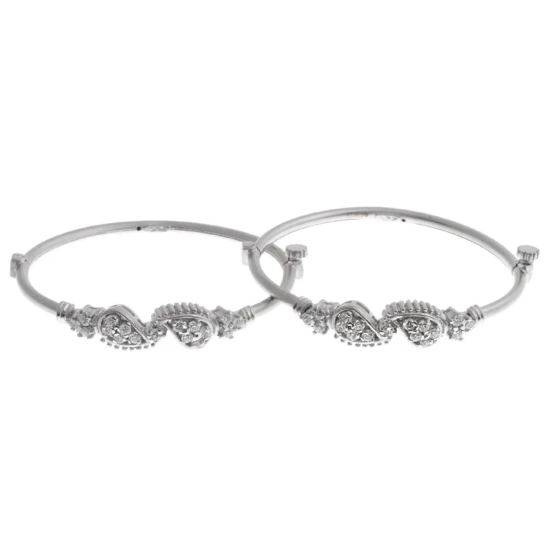 Gothic style bangles-White Rhodium Plated Stone Set 22ct White Cubic Zirconia Children's Bangle B-1402