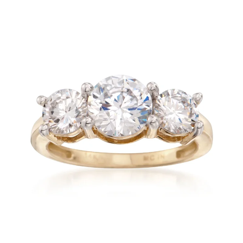 Old vow rings-Ross-Simons CZ 3-Stone Ring in 14kt Yellow Gold