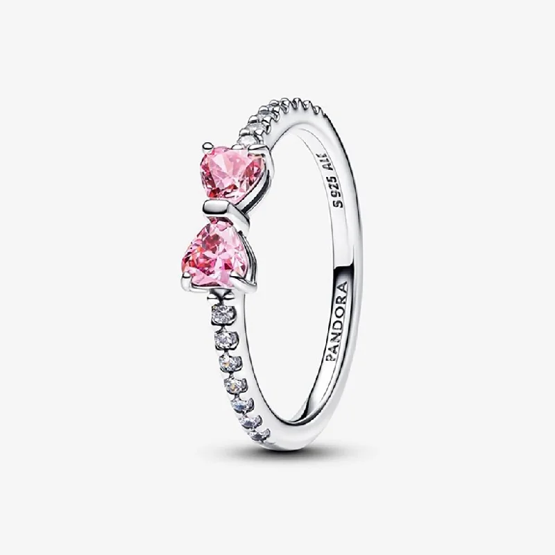 Raven design rings-PANDORA : Sparkling Pink Bow Ring