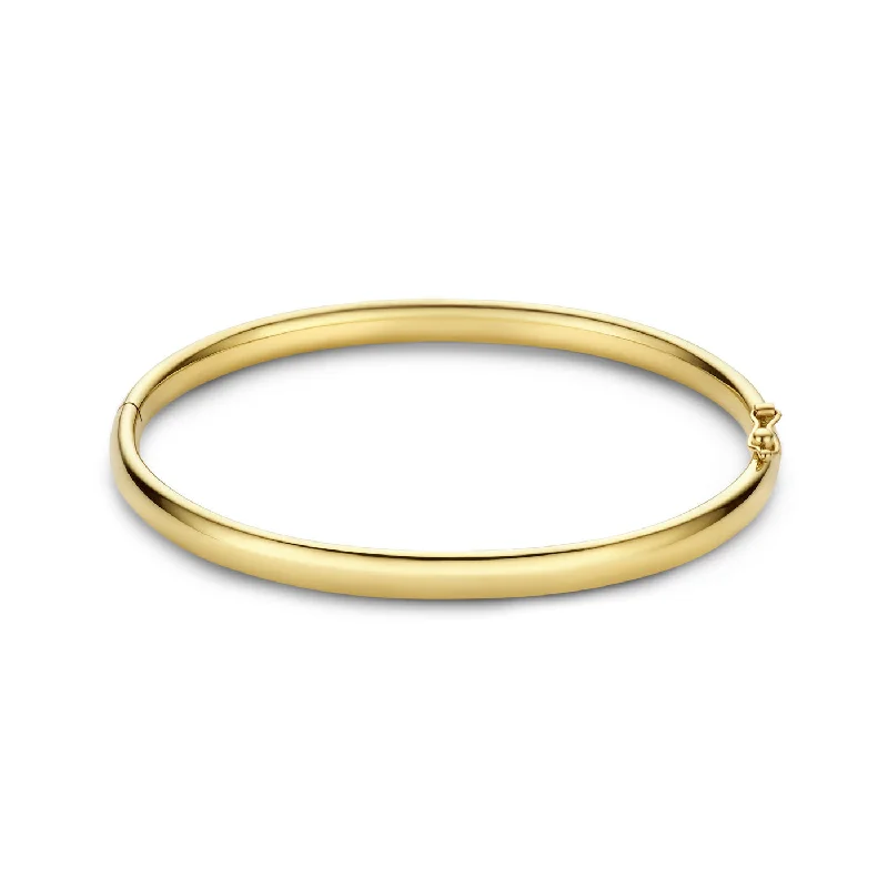 Petal carved bracelets-Cour d'Honneur Lucienne 14 karat gold bangle with round edge