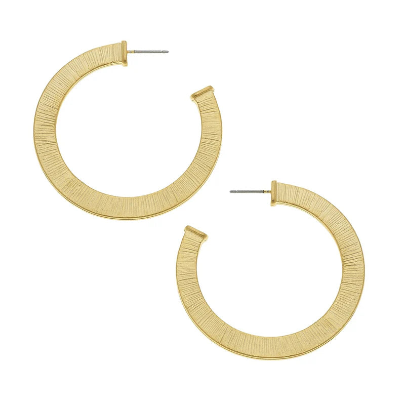 Clear diamond rings-Susan Shaw - Earring - Textured Classic Hoops