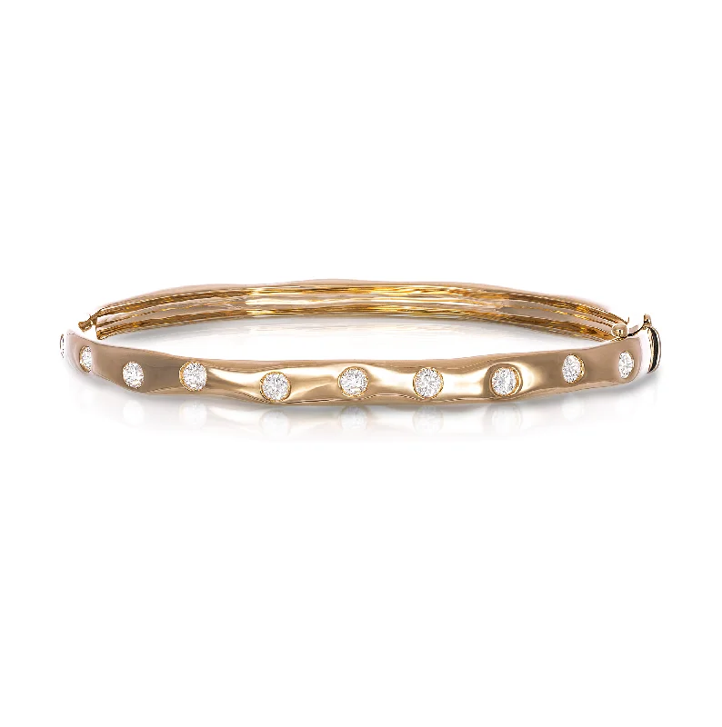 Woven fiber bracelets-Sabel Collection Yellow Gold Round Diamond Bangle