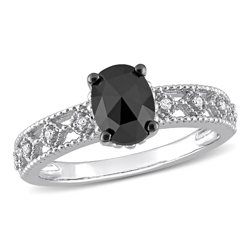 Clear quartz rings-Mimi & Max 1ct TDW Black White Diamond Vintage Ring 10k White Gold