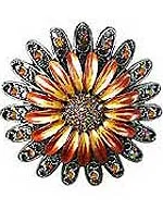 Sapphire gem brooches-Sun Flower Brooch #84100-6