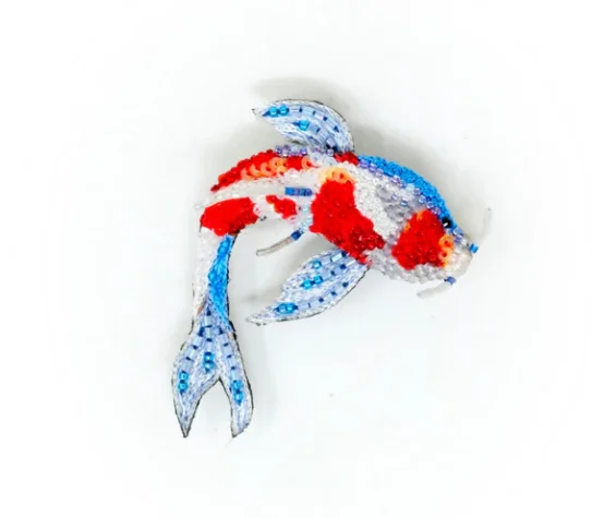 Luxe velvet brooches-Trovelore - Kohaku Koi Fish Brooch Pin