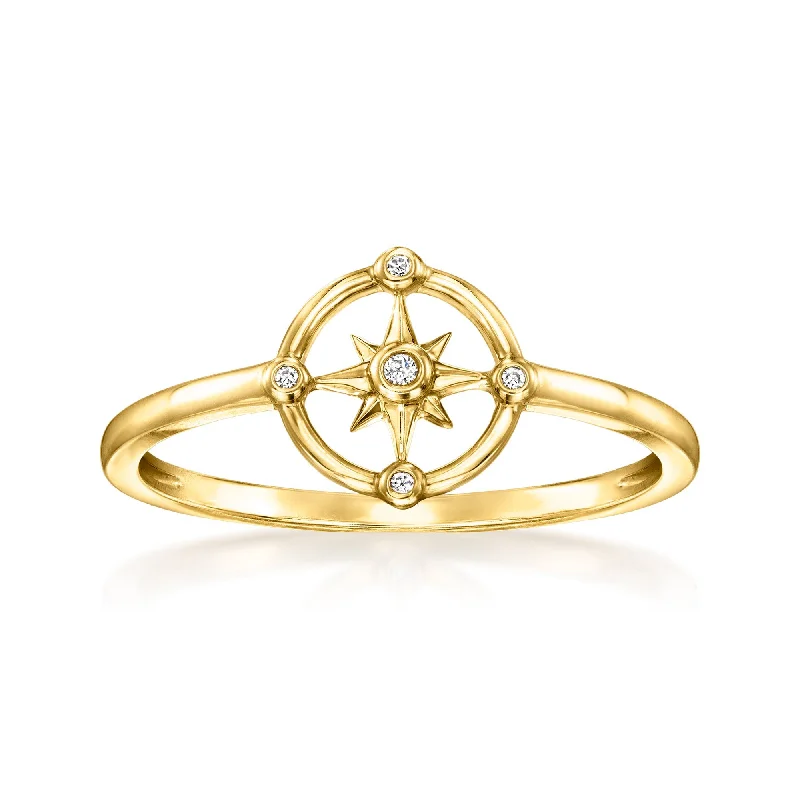 Old lock rings-RS Pure by Ross-Simons Diamond Compass Ring in 14kt Yellow Gold