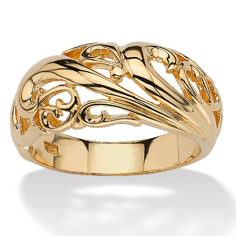 Solid gold rings-Gold-Plated Sterling Silver Swirl Dome Ring