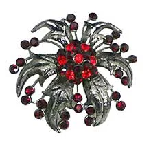 Emerald stone brooches-Crystal Fllower Spray Brooch   #5A84750-4