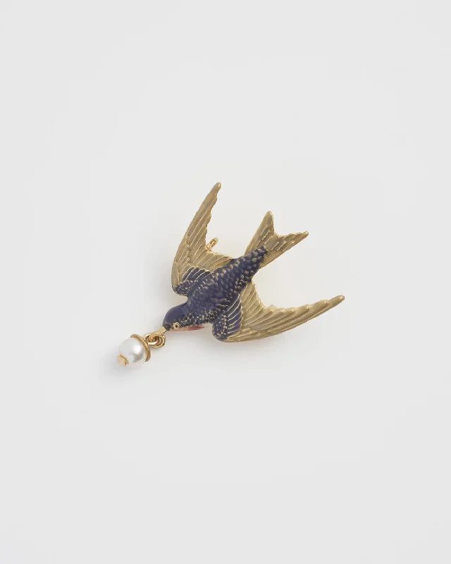 Star motif brooches-Swallow & Pearl Brooch