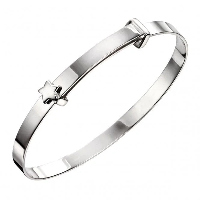 Fiber edge bangles-Beginnings Sterling Silver Star Baby Bangle B5081