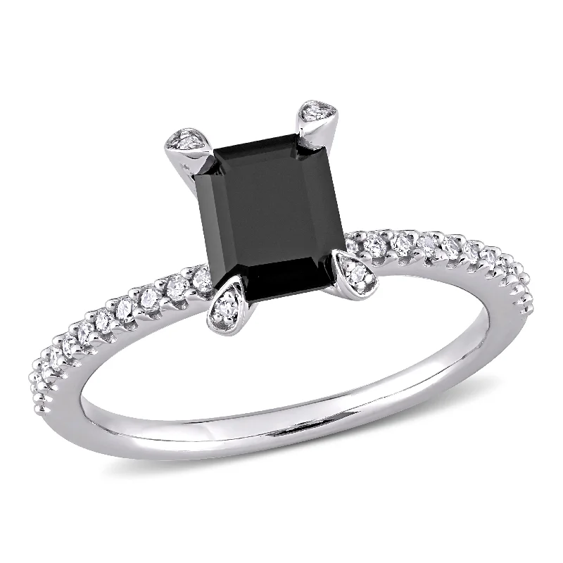 Solid band rings-Mimi & Max 1 1/10ct TW Black White Diamond Ring 10k White Gold