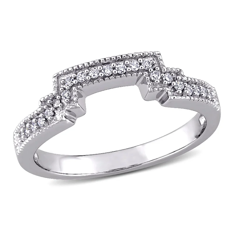 Clear diamond rings-Mimi & Max 1/10ct TW Diamond Vintage Wedding Band 10k White Gold