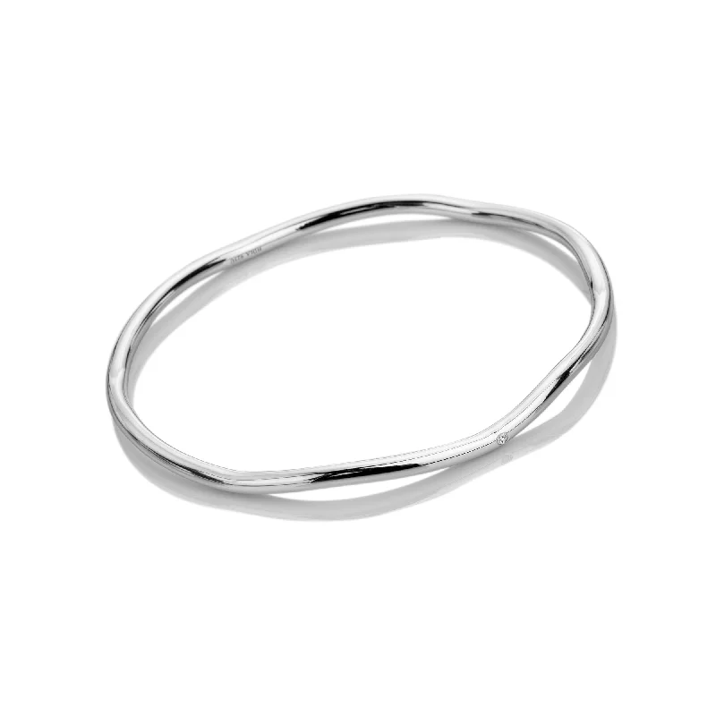 Small wing bangles-Sterling Silver HD X TG Wave Bangle DC201