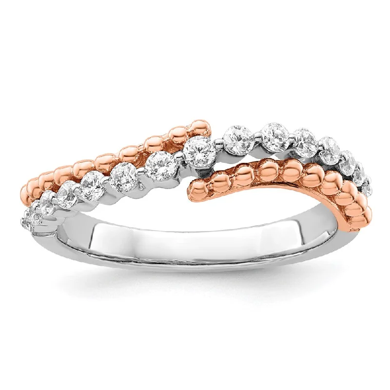 Woven cord rings-14k Two-tone Lab Grown Diamond Wedding Band Ring 0.35Ct Clarity- VS Color- G-H