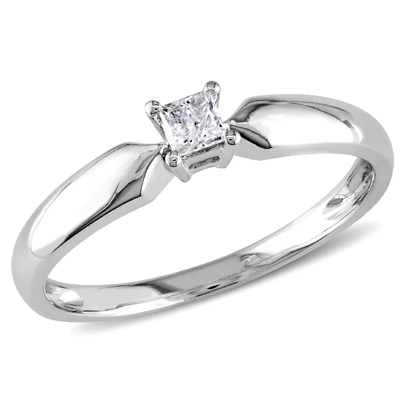 Bright eternity rings-Mimi & Max 1/10ct TW Princess Cut Diamond Solitaire Engagement Ring 10k White Gold