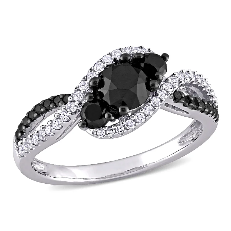 Raven design rings-Mimi & Max 1ct TW Black White Diamond Crossover Engagement Ring 10k White Gold