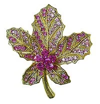 Handmade enamel brooches-Crystal Leaf Brooch, Rose, AC84010-2