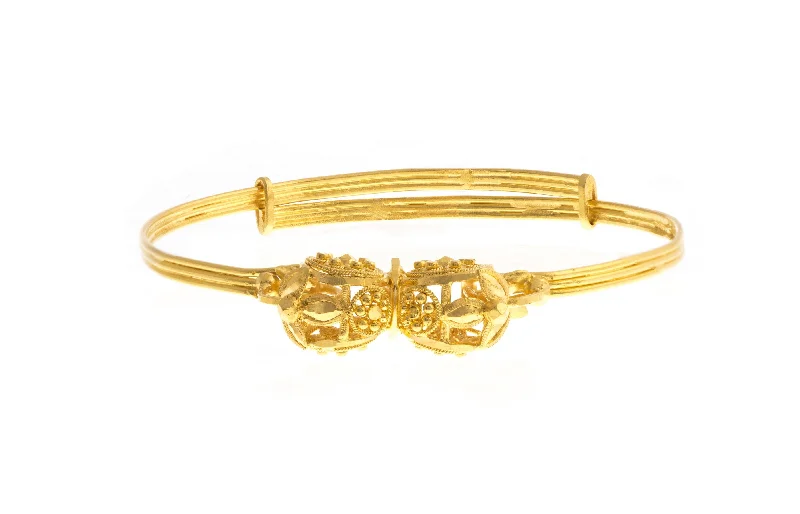 Pinch clasp bracelets-Hand Finished 22ct Yellow Gold Children's Bangle (9.6g) B-1394