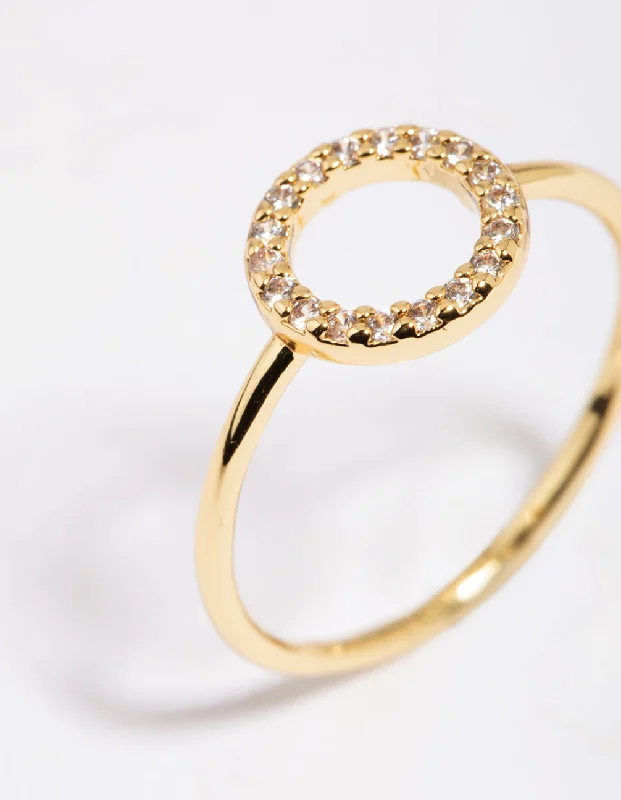 Multi-design rings-Gold Plated Cubic Zirconia Circle Ring