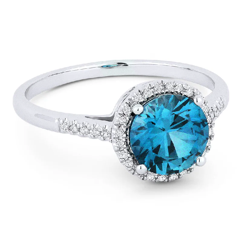 Twilight gothic rings-14K White Gold,swiss Blue Topaz Ring