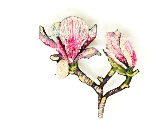 Antique silver brooches-Trovelore - Magnolia Brooch