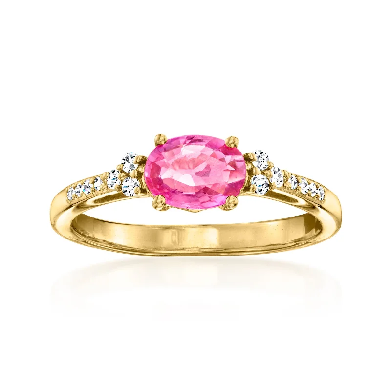 Small wing rings-Ross-Simons Pink Sapphire Ring With Diamonds in 18kt Gold Over Sterling