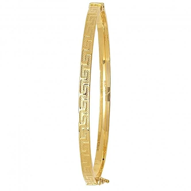 Blended metal bracelets-9CT Yellow Gold Greek Key Bangle BN170