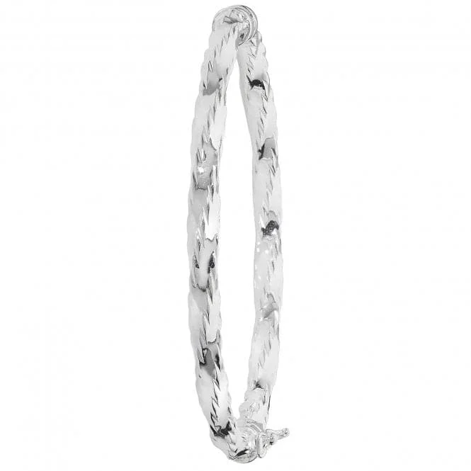 Hope charm bangles-Acotis Silver Bangle Oval Dia Cut Twisted Hinged G4269