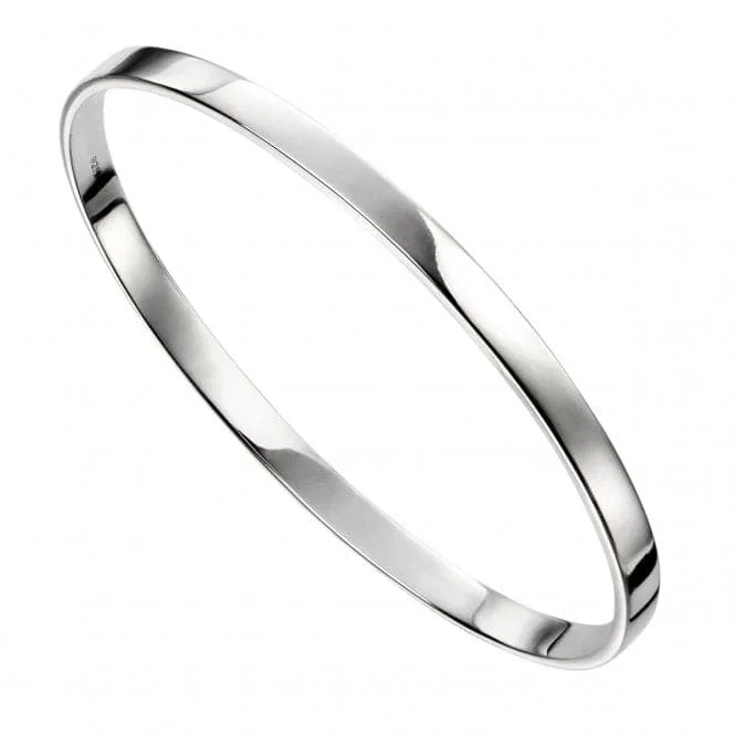 Wide cuff bangles-Beginnings Sterling Silver Plain Engravable Oval Bangle B5067