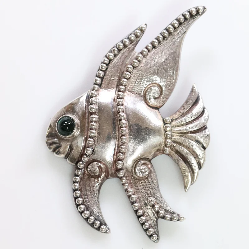 Moon phase brooches-Vintage Los Castillo Taxco Jewelry | Mid-Century Angel Fish Brooch Mexico