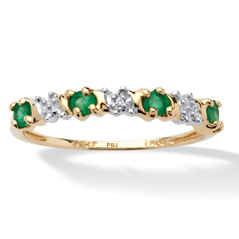 Mystic eye rings-.32 TCW Genuine Round Emerald and Diamond Accent Ring in 10k Gold