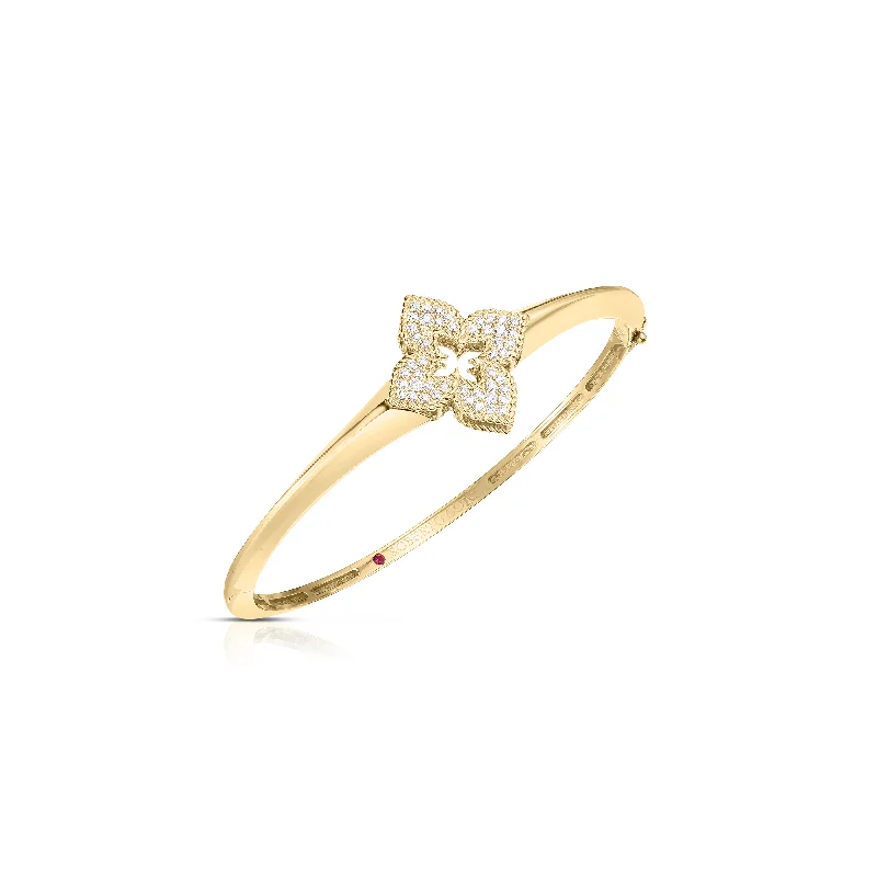 Fine form bracelets-Roberto Coin Venetian Princess Yellow Gold Diamond Bangle