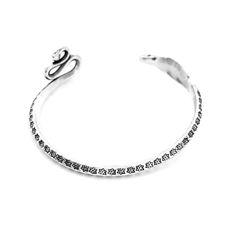 Bold geometric bangles-Stunning Silver Cobra Snake Bangle