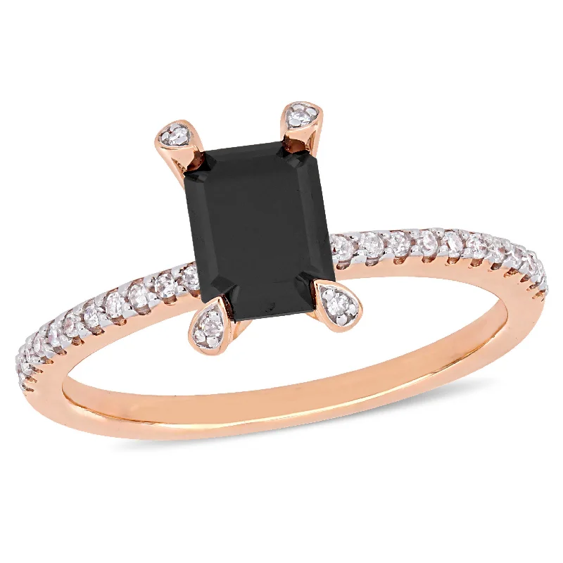 Oak grain rings-Mimi & Max 1 1/10ct TW Black White Diamond Ring 10k Rose Gold