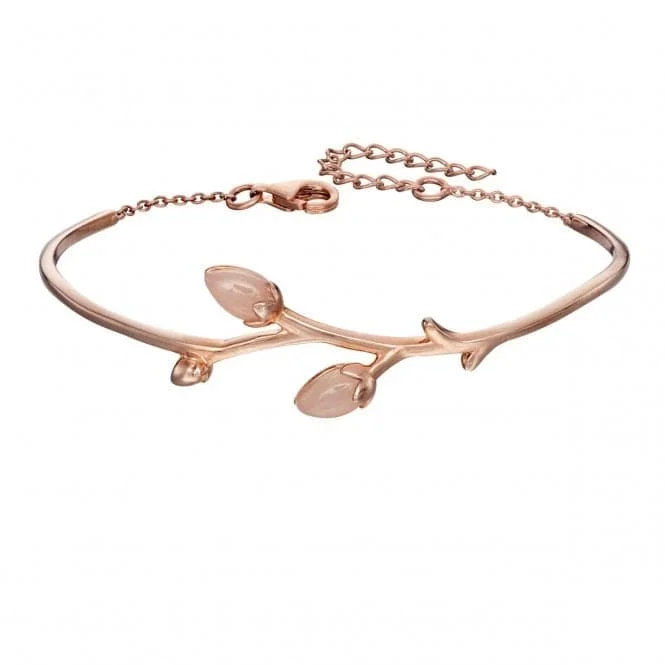 Pinch clasp bracelets-Elements Silver Rose Gold Plate Rose Bud Bangle B5012P