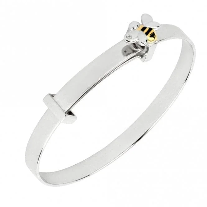 Round gem bracelets-Recycled Silver & Gold Plated Bee Bangle B5369