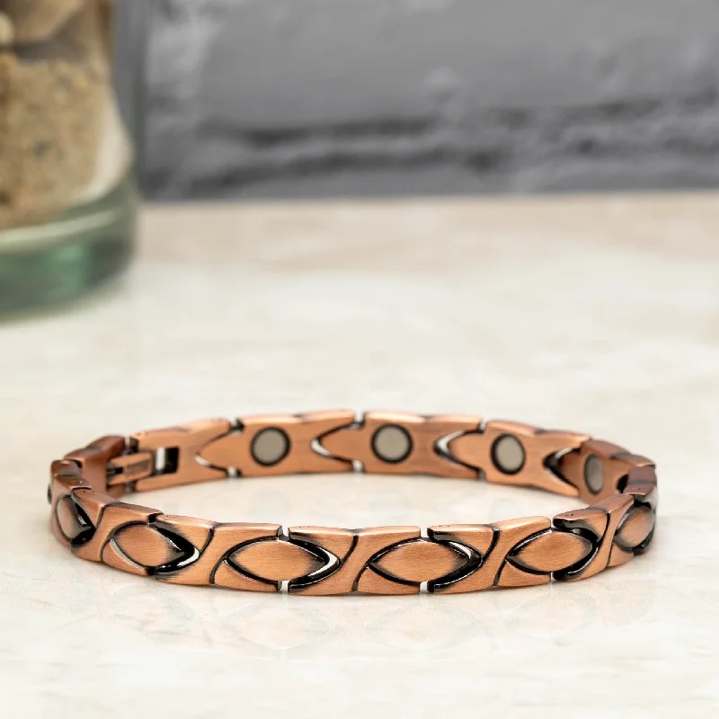 Lily motif bangles-Laurel Copper - Link style