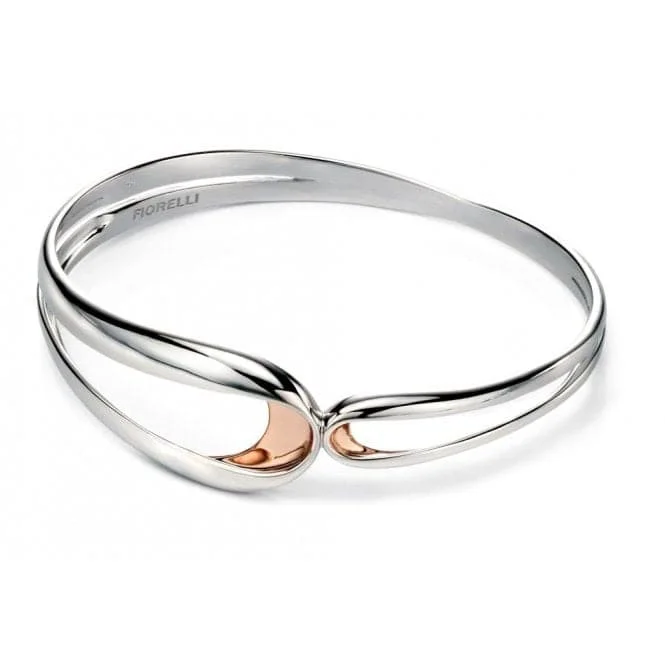 Warm clay bracelets-Fiorelli Silver Rose Gold Plated Folded Bangle B4716