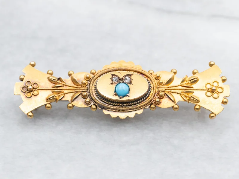 Gold floral brooches-Victorian Blue Glass and Diamond Brooch