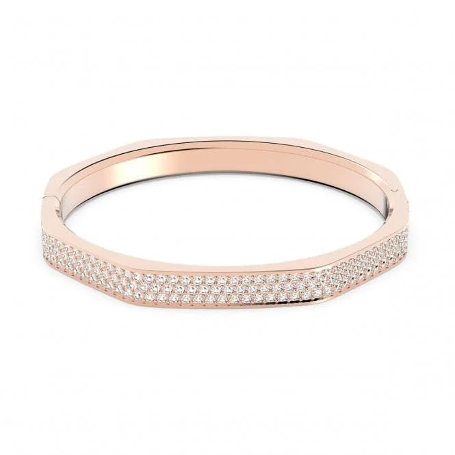 Ruby bead bangles-Dextera Rose Gold-Tone Plated White Octagon Bangle