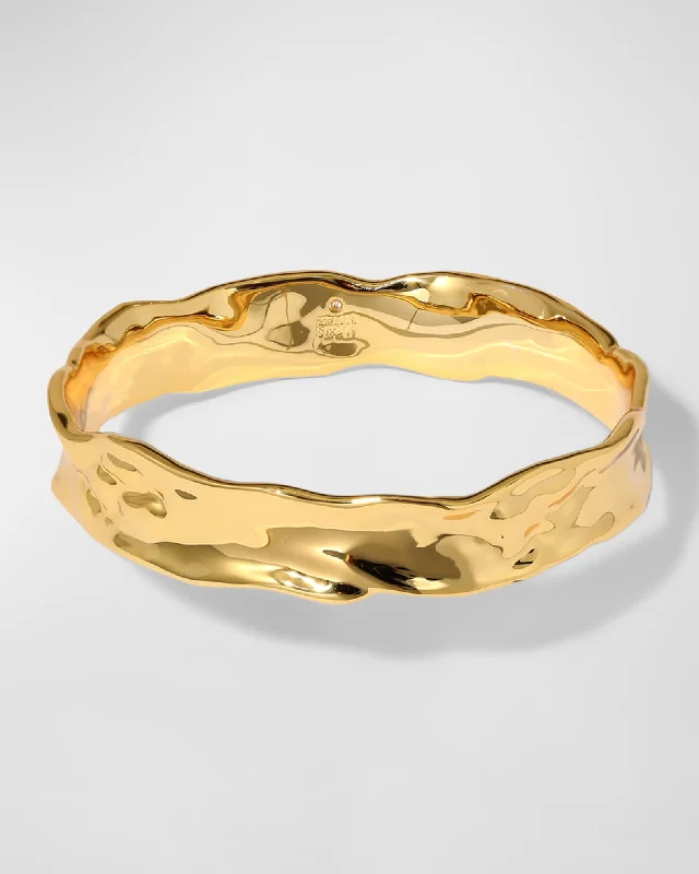 Light enamel bracelets-BRUT GOLD STRAP BANGLE